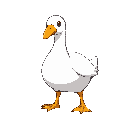 can you create a sprite of a pokemon like creature that is a goose. the design is cool and the main color is white with yellow legs