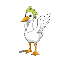 can you create a sprite of a pokemon like creature that is a goose. the design is cool and the main color is white with yellow legs. can you give it a mohawk? also can you make the design more complex