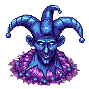 a colossal, reality-bending cosmic jester serving as a final boss in a video game. this entity is a grotesque and whimsical amalgamation of interstellar chaos and maniacal entertainment. its form is fluid and ever-shifting, made of swirling galaxies, nebu