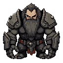 a colossal, titan-sized medieval mutant, encased in heavy, custom-forged full plate armor. the armor itself is scarred and dented