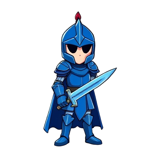 create a blue knight with a blue sword.