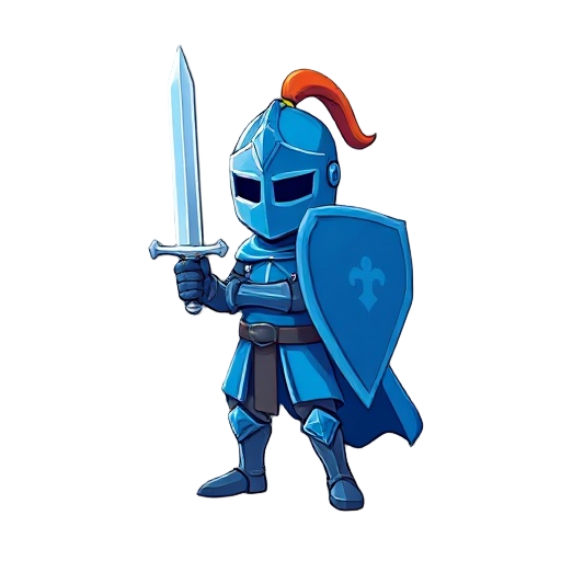 create a blue knight with a blue sword.