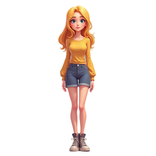 personagem feminina, cabelos longos, amarelos, espada curta