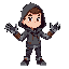generate a boy character in which he must wear a hoodie rogue and his both and must be visible one hand must be robotic give him a good looking, an adventure character, give him side scroller platformer game look, more side side view like one in game  