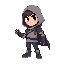generate a boy character in which he must wear a hoodie rogue and his both and must be visible one hand must be robotic give him a good looking, an adventure character, give him side scroller platformer game look  