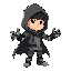 generate a boy character in which he must wear a hoodie rogue and his both and must be visible one hand must be robotic give him a good looking, an adventure character, give him side scroller platformer game look, more side side view like one in game  