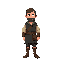 i need you to create sprites for me of a medieval character, a villager who lives in the village, with a darker, more nighttime feel. i want sprites of this villager from the front, and moving to the sides (right and left) and backward.
