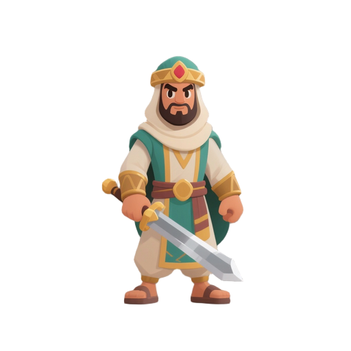 a arabian warrior with sword and clothes of arabic