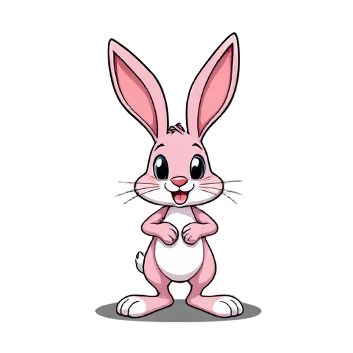 a rabbit on tow feet pink rabbit looks crazy 