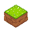 create an isometric pixel-art grass block tile for a tilemap. the top should have bright green grass with small flowers scattered across it. the sides should show dirt with subtle shading. keep the style clean, colorful, and consistent with classic isomet