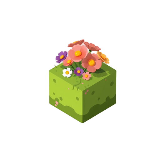 create a simple and  grass block with flowers on top 