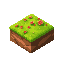 create a clean,pixel-art grass block tile. the top should be bright green with detailed red flowers and small patches of grass. add soft, realistic shadows on the sides for depth. the dirt sides should have smooth shading and texture. make the overall sty