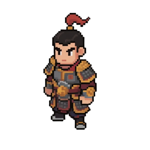 a male chinese warrior, pixle art style.