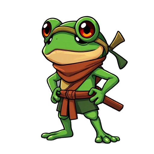 ninja frog 2d like in the game and make it full like pixel and make him look side