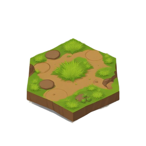 hexagonal tile for terrain where biome is grass in a postapocaliptic world