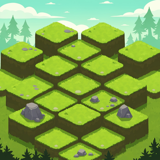 hexagonal tile for terrain where biome is grass in a postapocaliptic world