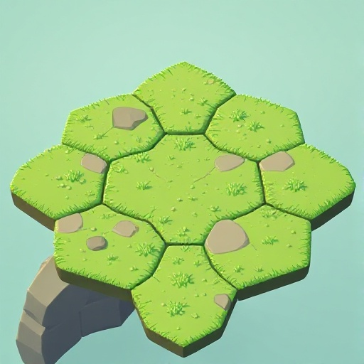 hexagonal tile for terrain where biome is grass in a postapocaliptic world
