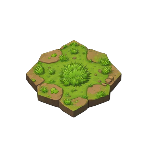 hexagonal tile for terrain where biome is grass in a postapocaliptic world