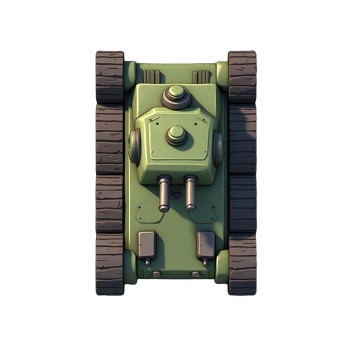 a tank with two barrels, perfectly viewed from above without any camera angle