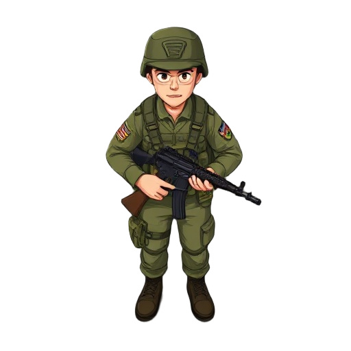 a soldier in uniform holding a american rifle