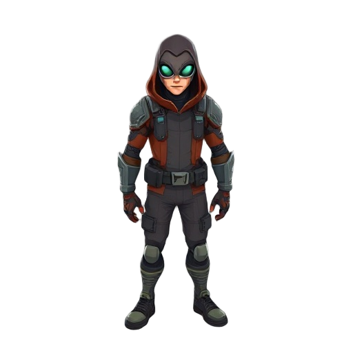 crie um personagem principal masculino em um jogo pos apocaliptico com tematica de invasão alienigena, com camera isometrica