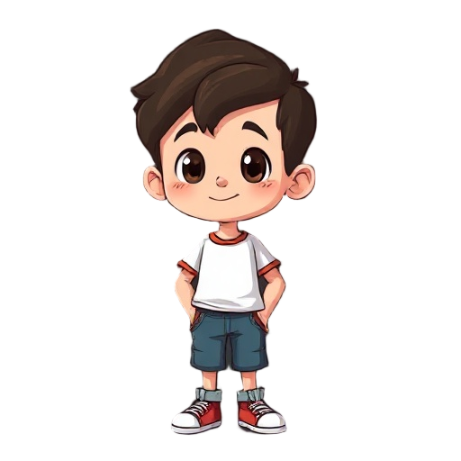 chalkboard cartoon art style of a young brunette boy.