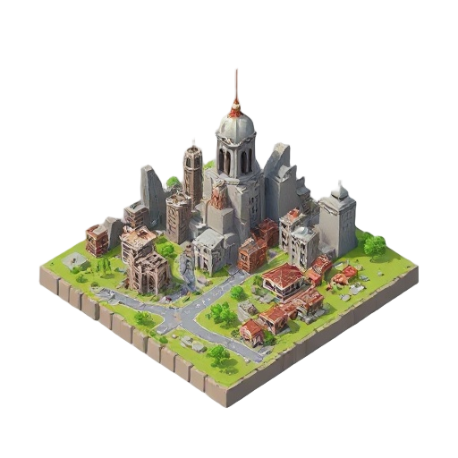 um mapa de cidade em ruinas para jogo 2d 