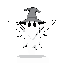 wizard ghost fly, black and white