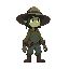 gardener sprite dark fantasy gothic style muted color palette with dark greens and browns