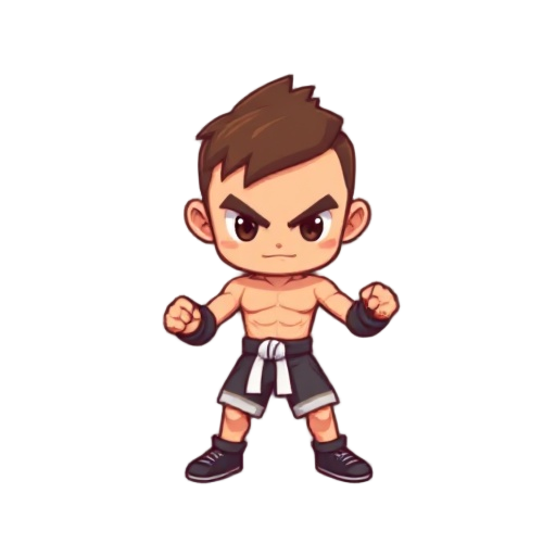 cute and funny 8-bit pixelated fighting character