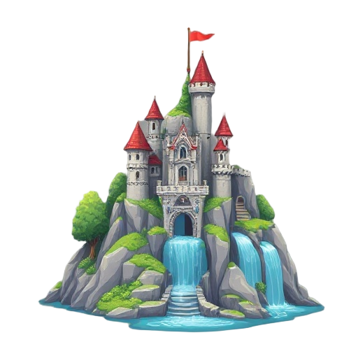 make a beauyfull cascade,  a medieval nature cascade, no castle