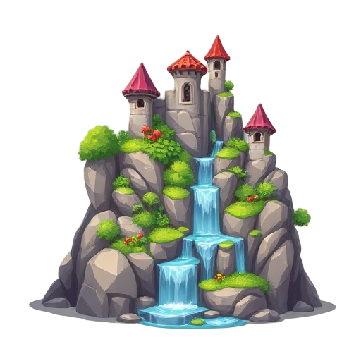 make a beauyfull cascade,  a medieval nature cascade