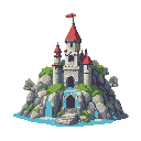 make a beauyfull cascade,  a medieval nature cascade, no castle