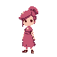 tons de roxo, menina, roupas medievais leve, capuz e cabelo ondulado, de lado, roxo