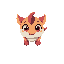 top-down view of a cute fantasy creature for a 2d/3d arcade arena game. small, colorful, and easily readable from above, cartoonish style, round body with big expressive eyes, short limbs, whimsical features like tiny horns, ears, or a tail, vibrant color