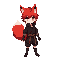 full-body 2d sprite of zakura tenryuu, a young foxkin warrior from the tenryuu clan. he has fiery red fox ears, a fluffy red tail with a white tip, and sharp amber eyes. his hair is medium-length, slightly messy, and matches his tail in color. he wears a 