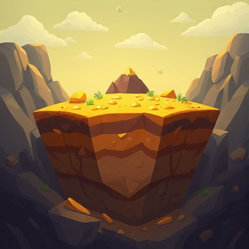 a background for gold miner game, there is 5 layer of earth