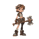 generate a tomboy steampunk girl with a steampunk axe