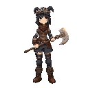 make and tomboy steampunk girl with a steampunk axe