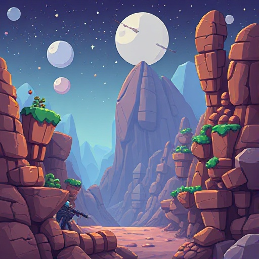 scfi tileset for sidescroll 2d shooter game