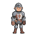 a knight or crusader with no helmet and no weapon. but a less serious style
