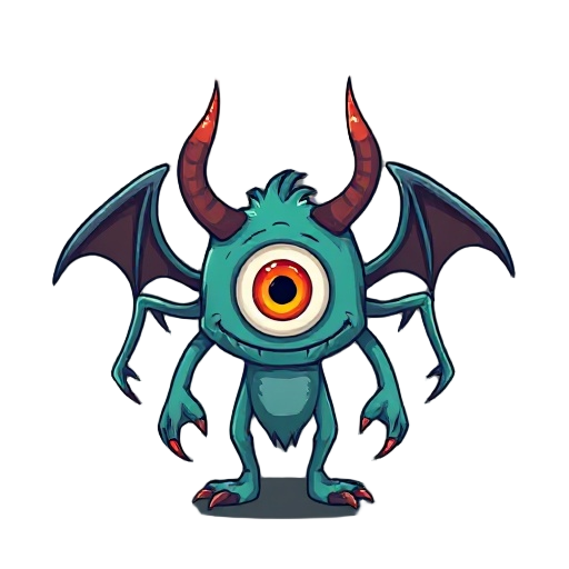 monster who live in hell, he has a big eye middle of the face, tentacules and can fly