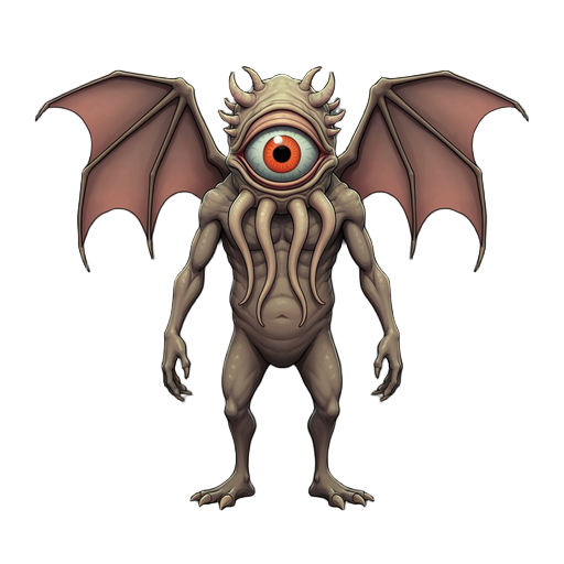 monster who live in hell, he has a big eye middle of the face, tentacules and can fly