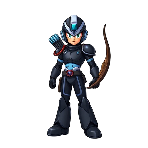 megaman battle network themed archer, black leather armor