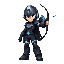 megaman battle network themed archer, black leather armor, digital bow