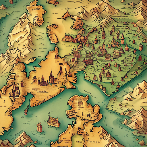 medieval map of england, warm desaturated colours, nostalgic