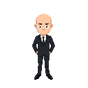 bald man black suit