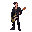 male underground guitarist–bounty hunter in a neon-lit dystopian city. lean athletic build, sharp jawline, confident posture. wears a rugged leather jacket with occult symbols subtly engraved, reinforced combat boots, fingerless gloves. carries a custom e