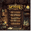 designed as a settings menu layout for a game. the style should mix medieval fantasy with alchemical laboratory elements.  the interface must include clear space for four buttons, evenly spaced vertically.  visual theme guidelines: – background shou