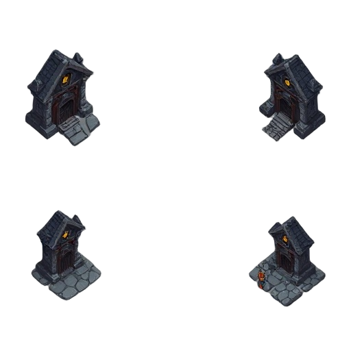 create a set of tile sets with a dark horror medieval fantasy theme.